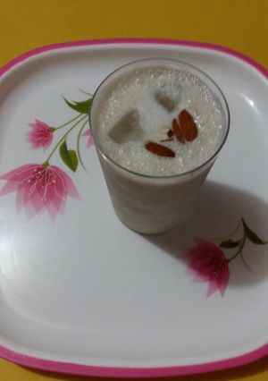A picture of Badam banana shake.