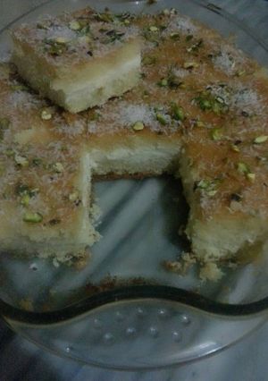 صورة لوصفة بسبوسة محشية بالقشطة