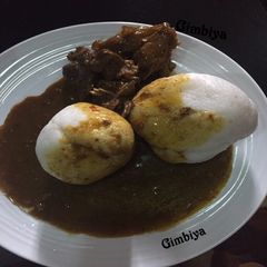 Tuwon shinkafa with miyan kuka (Baobab) #Abuja A picture of Tuwon shinkafa with miyan kuka (Baobab) #Abuja.
