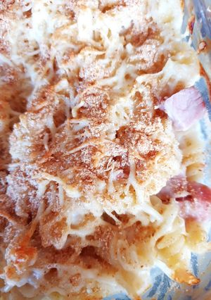 Une photo de Gratin de pâte à la béchamel légère au jambon 😋