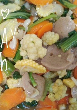 Foto resep Capcay kuah bakso sapi