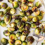 Roasted Brussels Sprout with Corn Cashews and cranberries