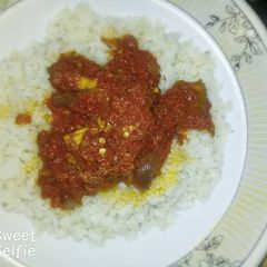 A picture of Rice and stew.