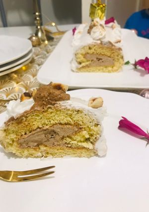 Une photo de Bûche à la vanille, choco- bons et praliné