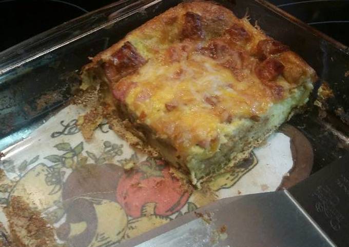 Steps to Prepare Ultimate Cheesy Egg Ham Strata