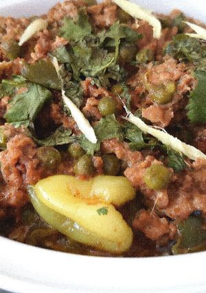 A picture of Qeema matar (minced meat with peas).