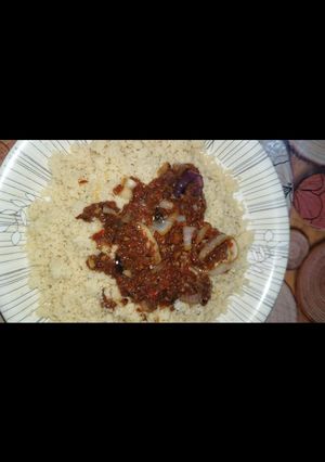 A picture of Mouth watery cuscus da miyan borkono.