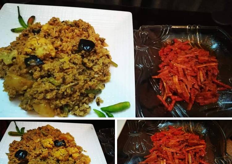 How to Prepare Homemade Spicy khichdi with gajar ka achar💕