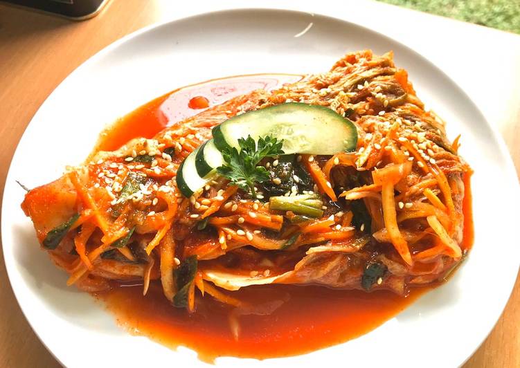 Tongbaechu Kimchi (Kimchi Sawi Putih) - Resep tanpa Udang Fermentasi