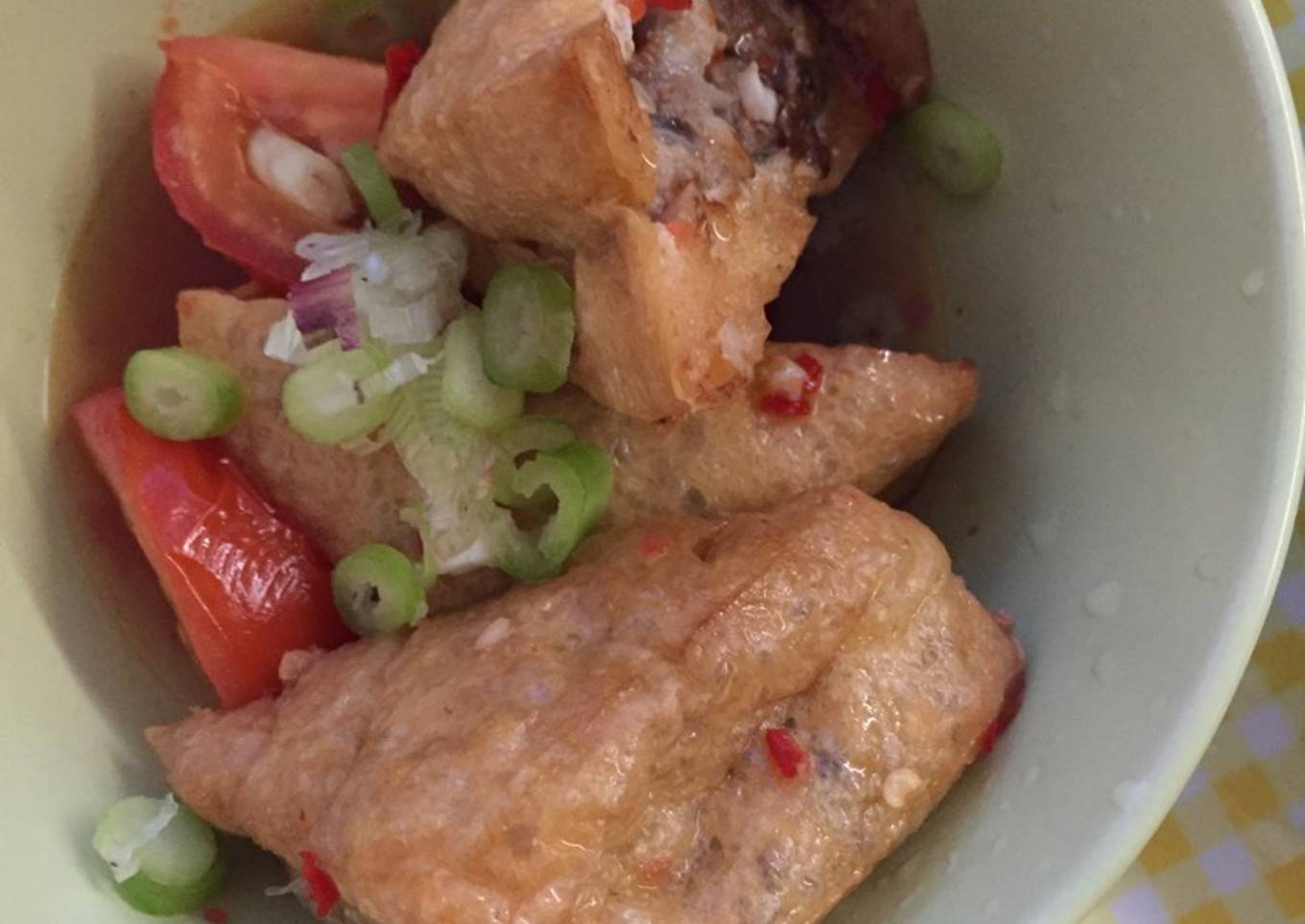 Vietnamese Pork-Stuffed Fried Tofu In Tomato Sauce