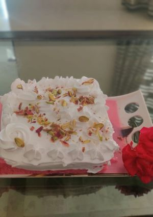 A picture of Rose milk cake.