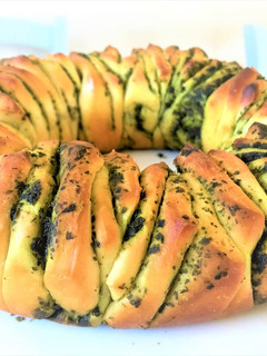 A picture of Basil Garlic Pull Apart Bread.