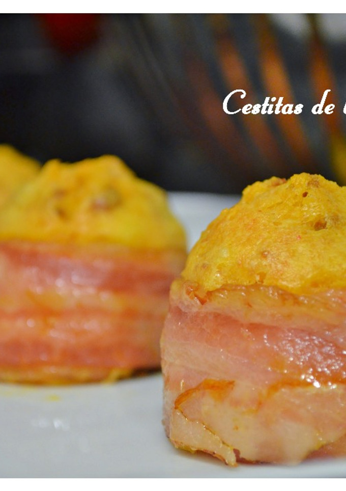 Una foto de Cestitas de beicon rellenas