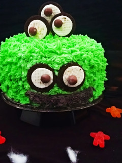 A picture of Monster Oreo Cake with Oreo Buttercream Frosting.