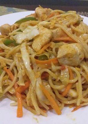 A picture of Desi style spaghetti.