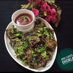 A picture of Colocasia OR Arbi Leaves Dhokla (Gujarati Special).