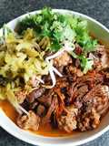 Khanom Jeen Nam Ngiao with Seasoned Pork Meatballs