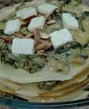Torre de crepes con acelga gratinada