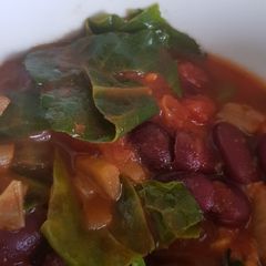 Spring greens and red bean stew A picture of Spring greens and red bean stew.