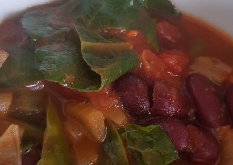 Spring greens and red bean stew