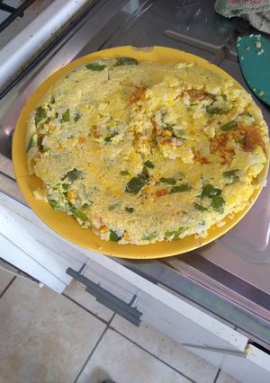 Una foto de Tortilla de zapallitos con arroz y choclos