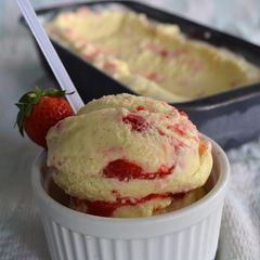 A picture of Strawberry Swirl Vanilla Ice Cream.