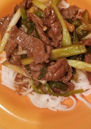 A picture of Mongolian Beef.