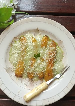 Foto resep Pisang Berendam Vla Matcha
