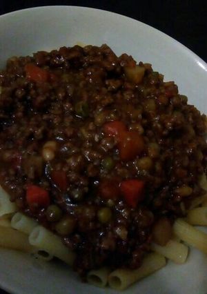 A picture of Macaroni and Beef Mince.