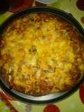 Pizza con crema de queso azul y bacon a la piedra
