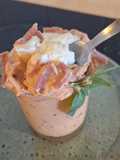 Verrines mousse de jambon de Bayonne et tomates au fromage blanc