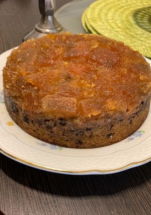 Una foto de Torta invertida de batatitas en almíbar