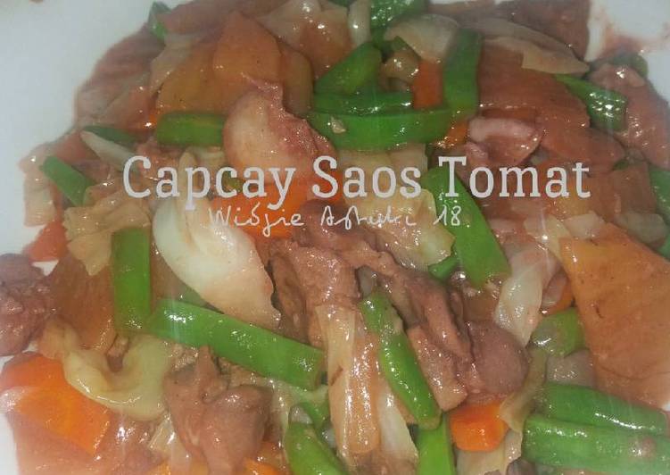 Proses memasak Capcay Saos Tomat Lezat