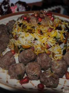 عکسی از دستور انار پلو با پسته و کشمش