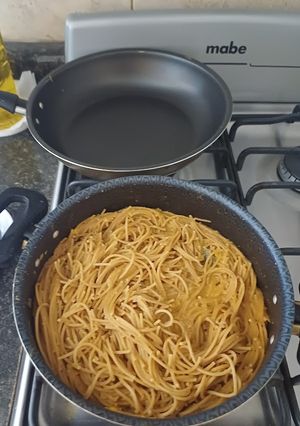 Una foto de Espagueti en salsa de elote y chipotle
