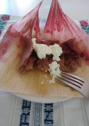 Una foto de Tamales dulces de fresa