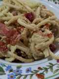 Bucatini with Broccoli Cream, Speck, and Walnuts