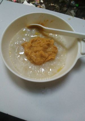 Foto resep Bubur beras putih+saus kabocha MPASI