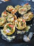 Eggplants with egg