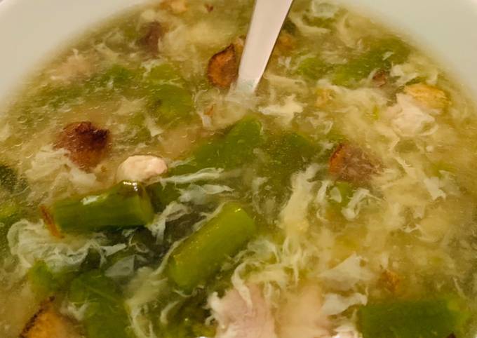 Chicken Asparagus egg drop soup (Resep No.88)