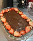 Pavê de morango com leite e chocolate meio amargo