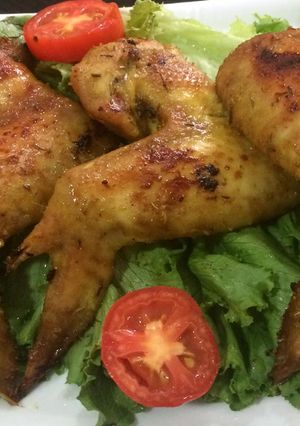 A picture of Honey glazed oven baked chicken wings.