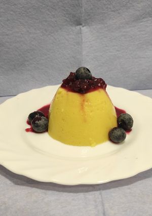 Una foto de Flan de mango saludable