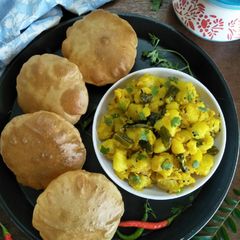 A picture of POORI BHAAJI (Maharashtrian Style Potato Vegetable With Poori).