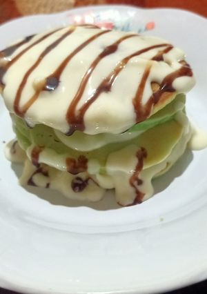 Foto resep Pancake Pandan simple with creamcheese homemade