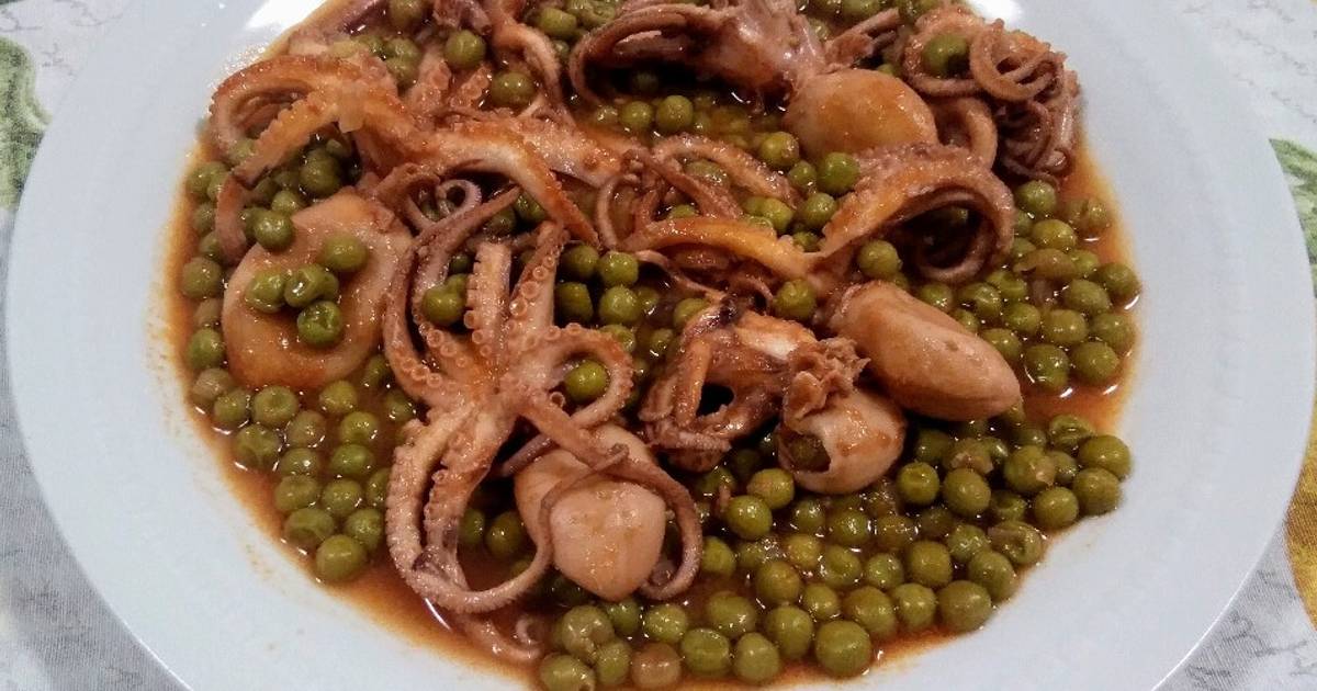 moscardini con piselli in umido