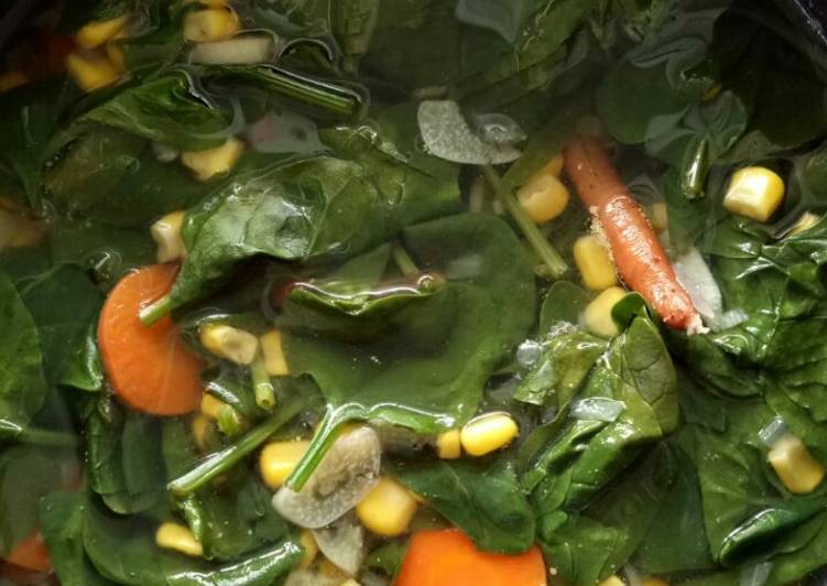 Steps to Prepare Super Quick Homemade Spinach Soup (Sayur Bening Bayam) *Vegan