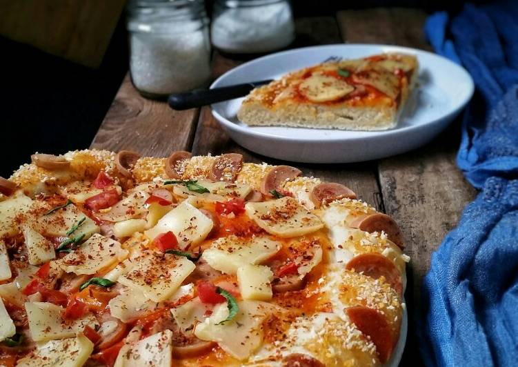 Langkah Mudah untuk Menyiapkan Pizza No Knead (Pizza Tanpa Ulen), Bikin Ngiler