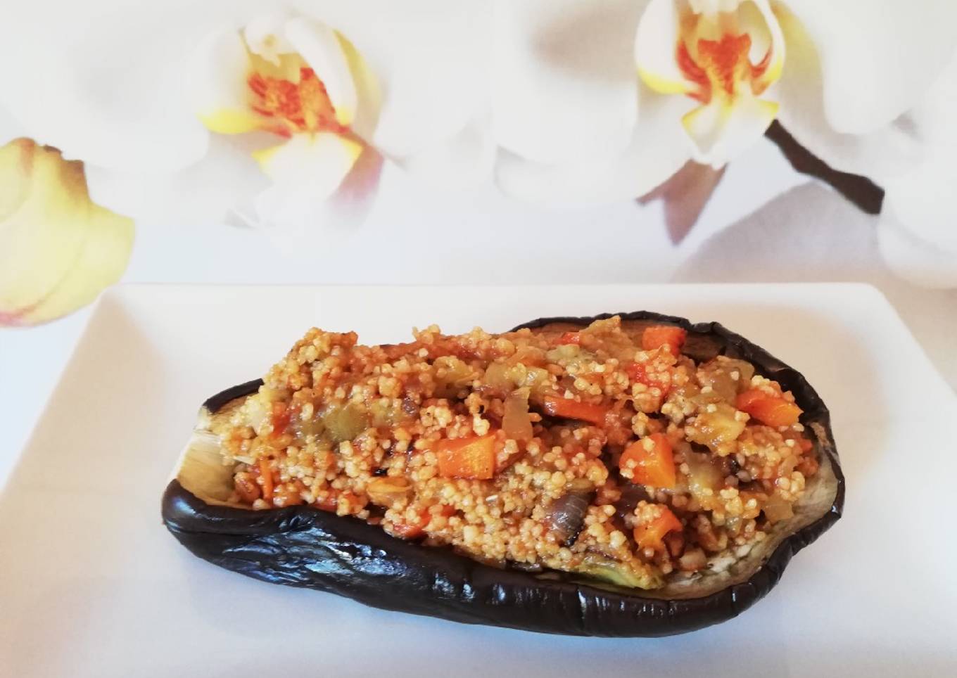 Berenjenas rellenas de cuscús con verduras