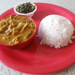 A picture of Spicy roasted coconut fish curry.
